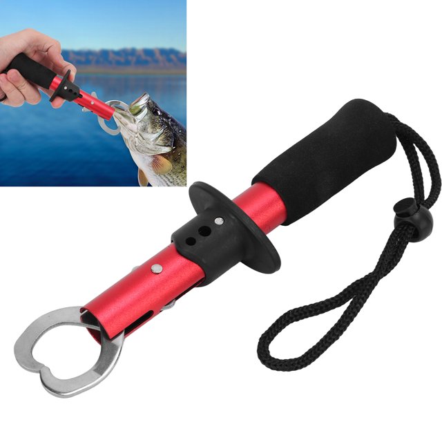 Pince à Lèvres en Acier Inoxydable Support de Pince à Poisson Outil de Pêche avec Sangle de Poignet Accessoires de Pêche