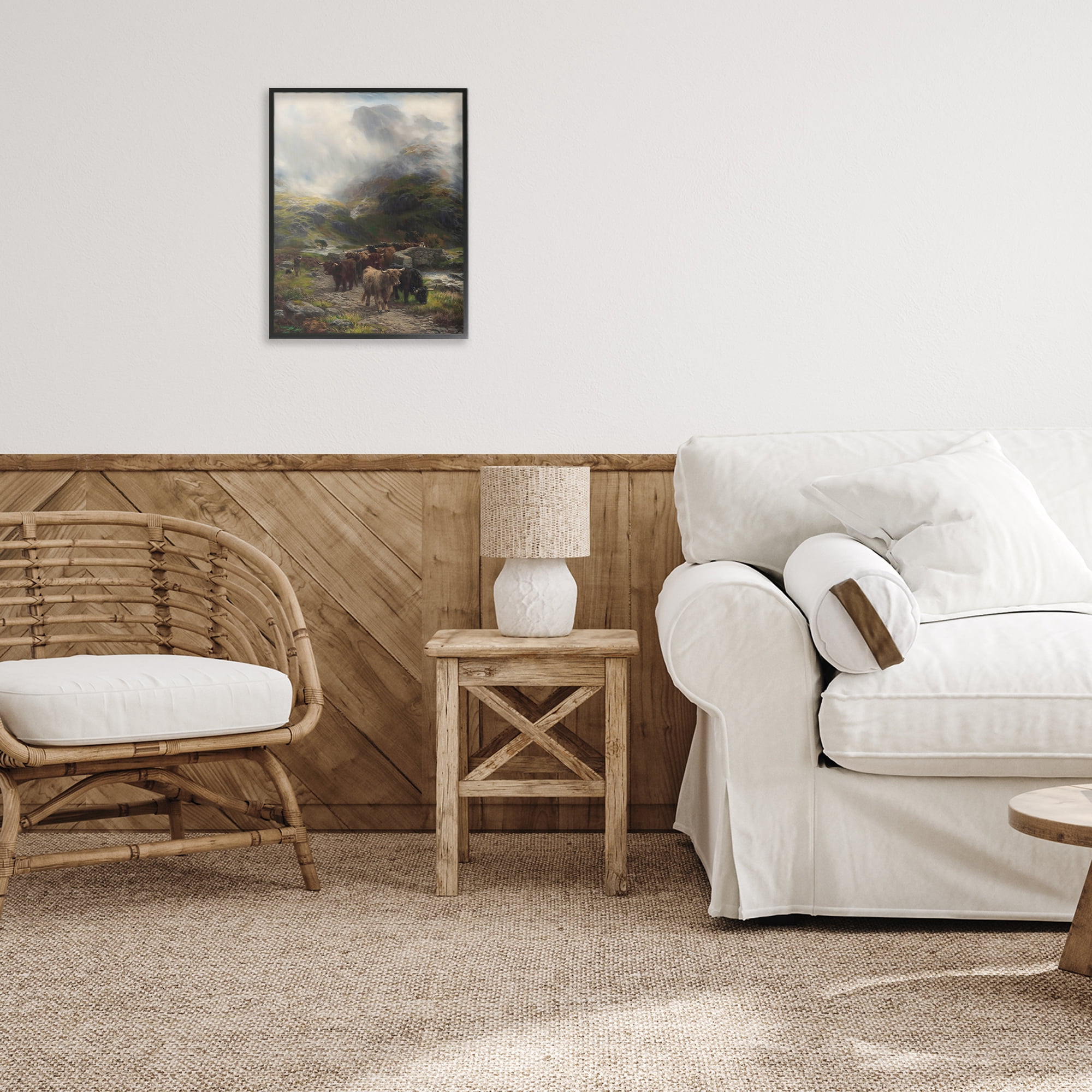 Stupell Industries Moody Highland Cows Herd Black Framed Giclee Art, design by Arlington Prints