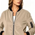thumbnail image 3 of QQNHM Womens Corduroy Bomber Jacket Full Zipper Long Sleeve Lightweight Coat Fall Casual Baseball Outerwear, 3 of 6