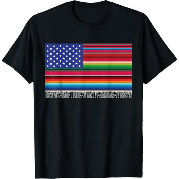 Mexican american USA Flag Serape Cinco De Mayo For Women Men T-Shirt