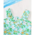 thumbnail image 6 of Kucnuzki 6T Little Girls Swimsuit Set 7T Girl Summer Bathing Suit Drawstring Floral Top Bottoms 2pcs Bikini Set Beach Breathable Tankini Set Swimwear Green, 6 of 8