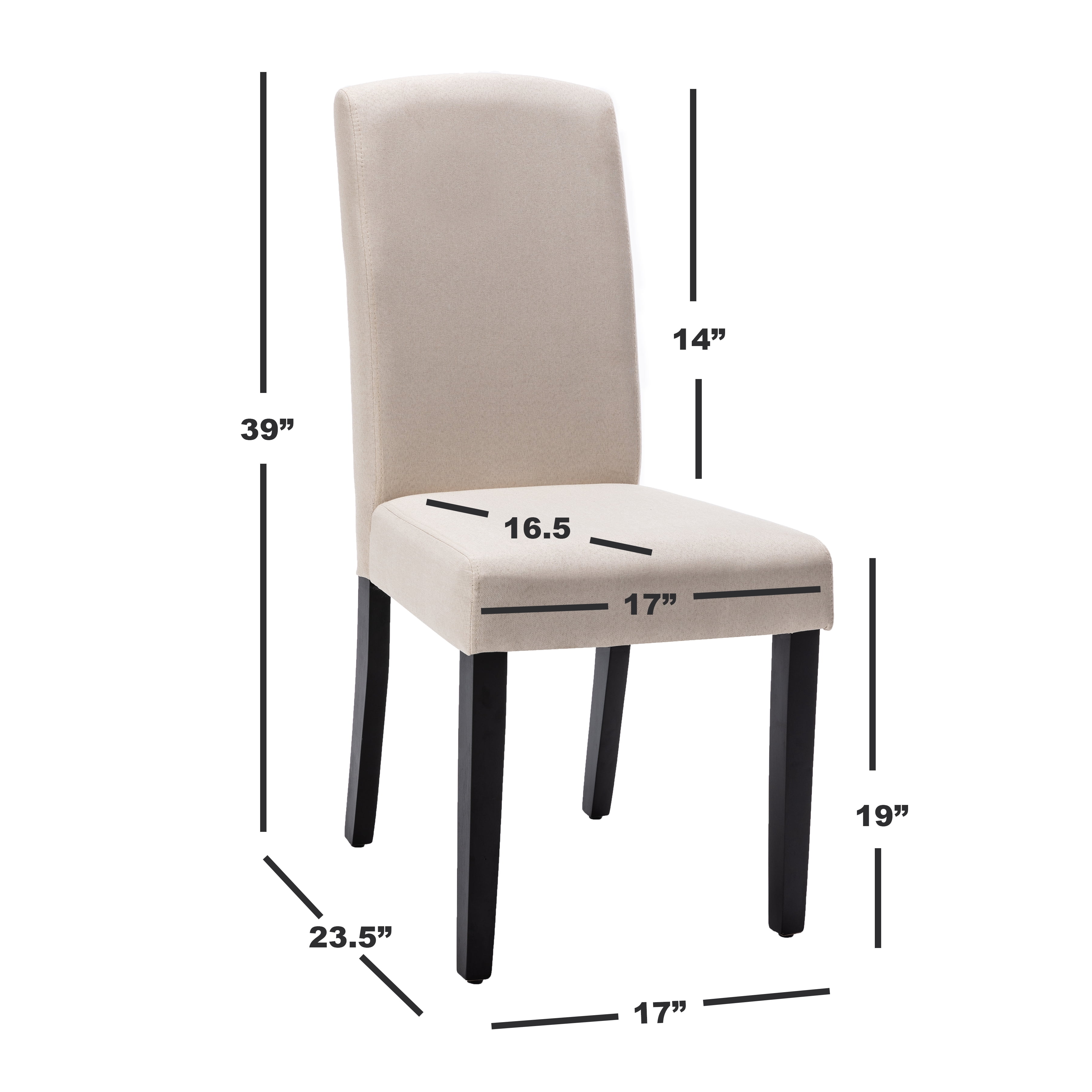 Modern 2 PC Polyester Dining Chair Set with Diamond Tufted Back and Wooden Legs, Beige - AC Pacific