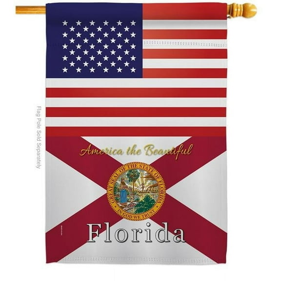 28 x 40 in. USA Florida American State Vertical House Flag with Double-Sided Decorative Banner Garden Yard Gift