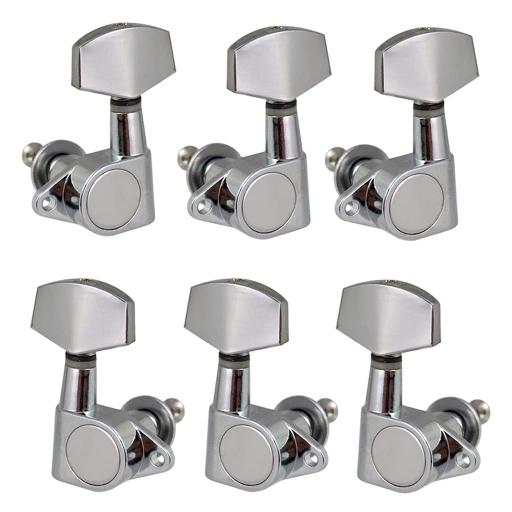 6 Pieces Chrome Tuning Peg Square 3L 3R Sealed Pegs s Machine Heads for Acoustic or Electric Guitars