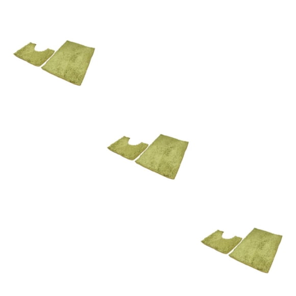 Injueey Alfombra Chenille De Textura Y Fuerte Absorción De Agua Para Baño Y Dormitorio Sin Hilos Sueltos Verde 50*80+50*50 Type1 NO1