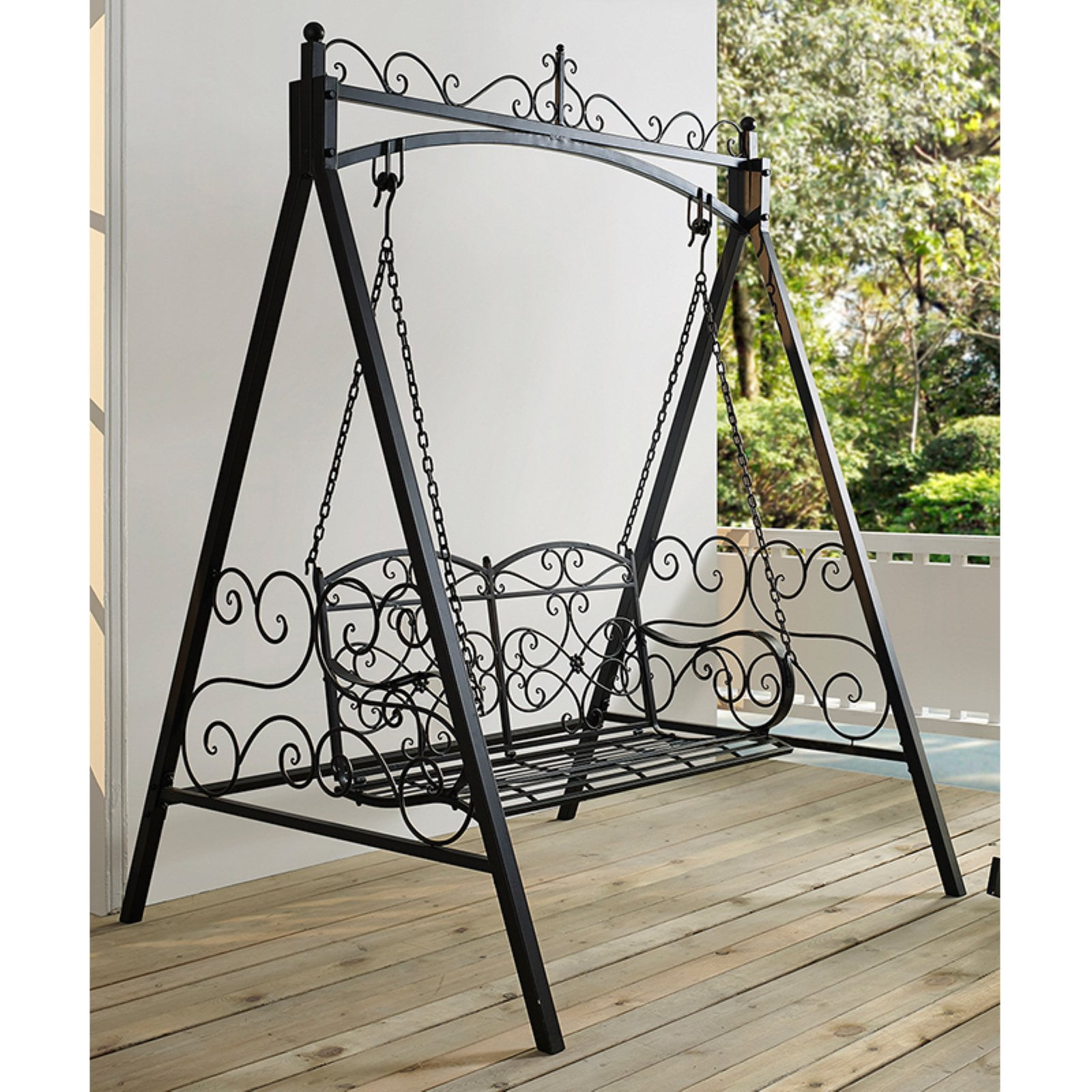 Coral Coast Ridgecrest 4 ft. Metal Outdoor Porch Swing and Stand by 4 Seasons Global Inc