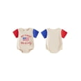 thumbnail image 2 of BemeyourBBs Baby Boy Girl My First 4th of July Outfit Patriot Independent Day Romper Summer Clothes Cute American Flag Letter Embroidered Waffled Contrast Short Sleeve Bodysuit Jumpsuit, 2 of 9