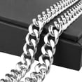 thumbnail image 2 of EOEMY 12/15mm Heavy Polished Women Men Chain Curb Stainless Steel Necklace Or Bracelet-Silver-12mm-9.5Inch Bracelet, 2 of 7