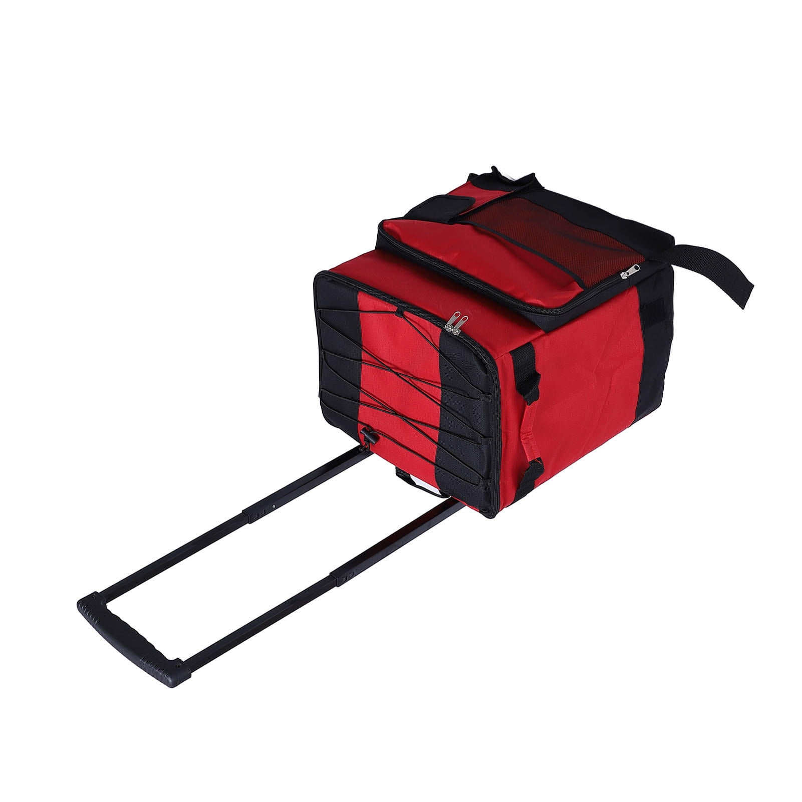 YAHHU 43L Waterproof Foldable Rolling Cooler – 600D Oxford, 4‑Wheel, Adjustable Height, Ice & Warm Food Storage, Red