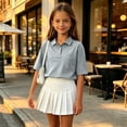 thumbnail image 6 of Girls Polo Shirt School Uniform Short Sleeve Casual Summer Comfy Soft Top with Pocket Back to School, 6 of 6