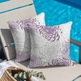 thumbnail image 5 of Floral Pattern Throw Pillow Cover Outline White Purple Chrysanthemum Graphic Cotton Linen Cushion Cover Throw Pillow Case with Invisible Zipper for Couch Sofa Bed Chair Car 20x20 Inch, 5 of 14