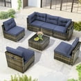 thumbnail image 3 of Patio Outdoor Furniture Sets, 7 Pieces All-Weather Rattan Sectional Sofa with Tea Table & Cushions, PE Rattan Wicker Sofa Couch Conversation Set for Garden Backyard Poolside, 3 of 9