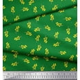 thumbnail image 2 of Soimoi Green Poly Georgette Fabric Yellow Flower & Dots Print Fabric by Yard 42 Inch Wide, 2 of 5