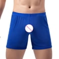 thumbnail image 4 of YWDJ Mens Boxer Briefs Cotton Blend Breathable Lightweight No Show Men Casual Fashion Solid Sexy Underwear Gold Mesh Striped Breathable Hip Shorts Blue XL, 4 of 9