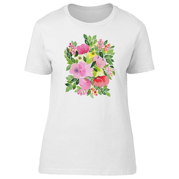 Flowers And Plants Watercolor Tee Women's -Image by Shutterstock