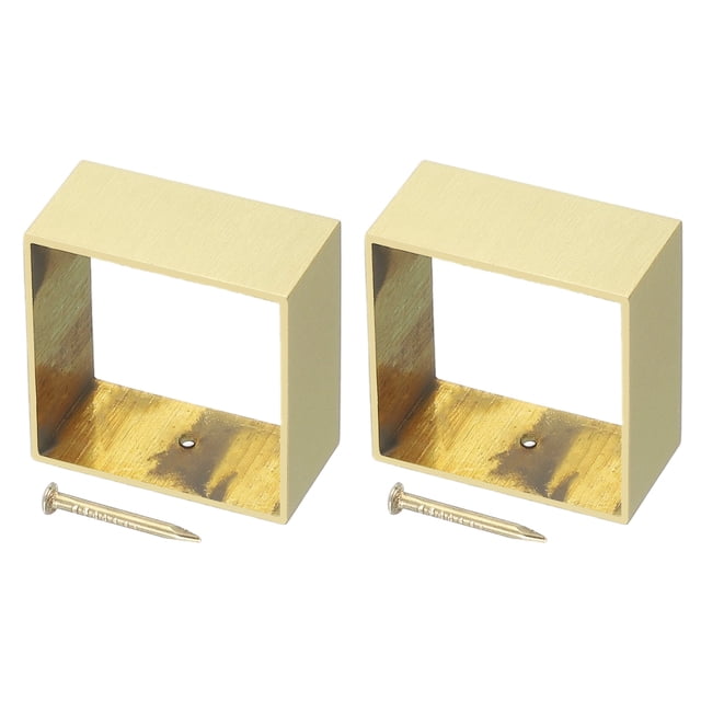 Uxcell 2 Pcs Cubierta de Pie de Mueble de Latón, 1.46 x 1.57 x 0.79 Pulgadas, Cubiertas de Patas de Muebles Cuadradas Doradas para Proteger el Suelo de Sillas, Mesas, Sofás, Camas