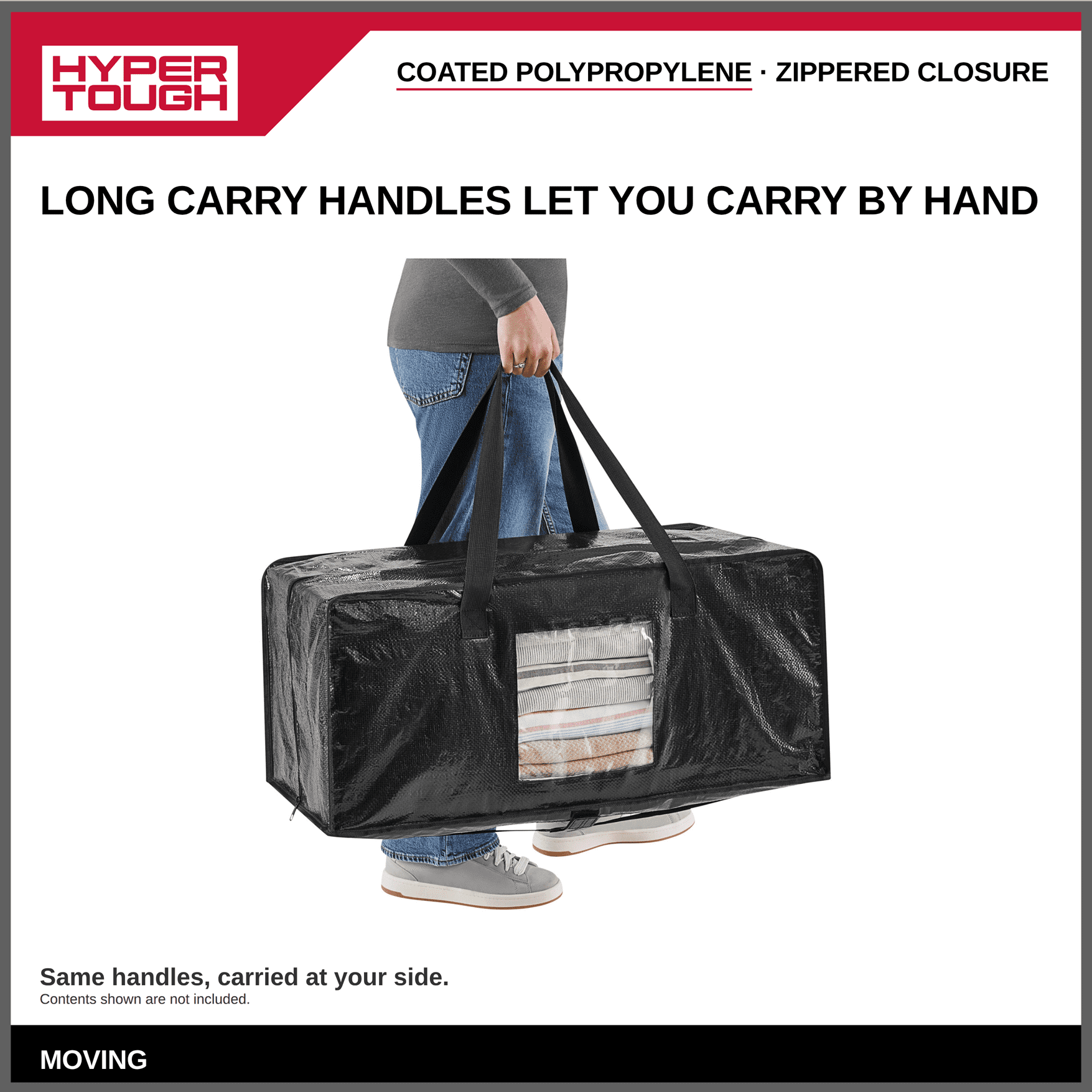 Hyper Tough Heavy-Duty Moving Bags with Clear Window and Backpack Carry, 2-Pack