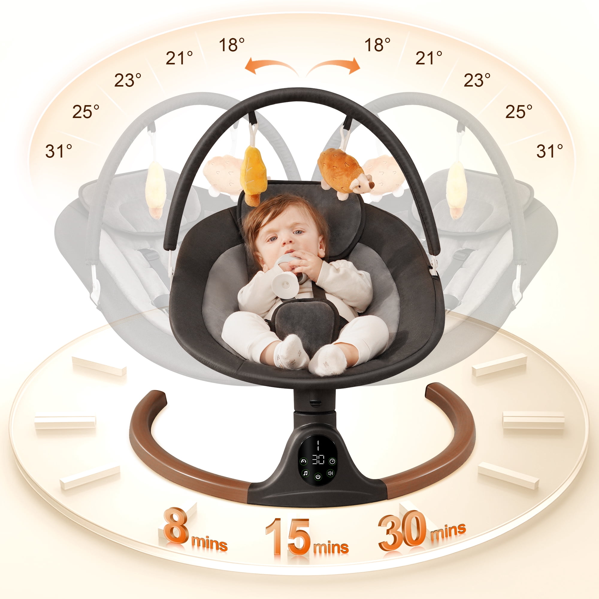 Babyeap Baby Swing for Infants, Electric Swing with 5 Swing Speeds and 10 Lullabies, Black