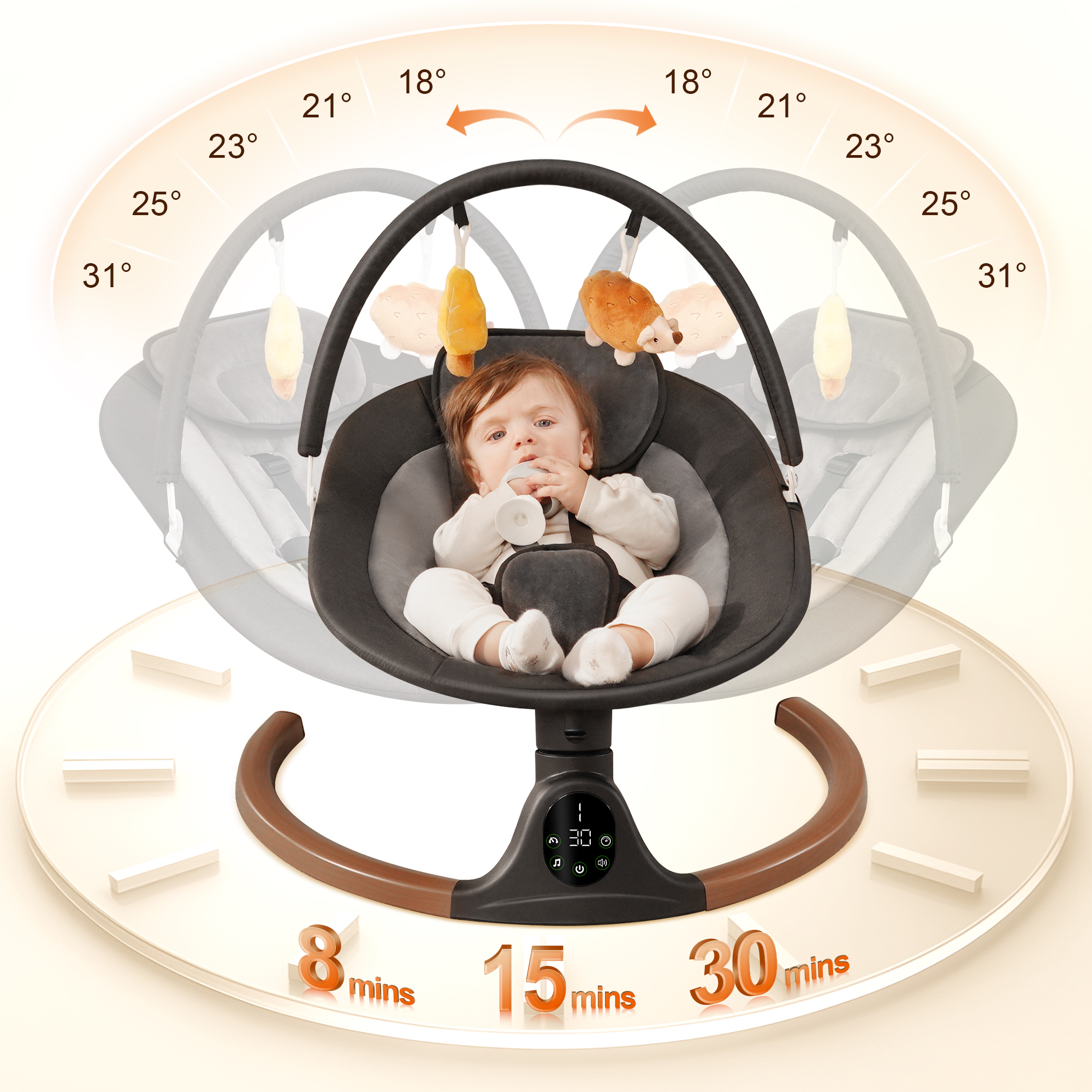 Babyeap Electric Baby Swing with Remote, Black photo 8