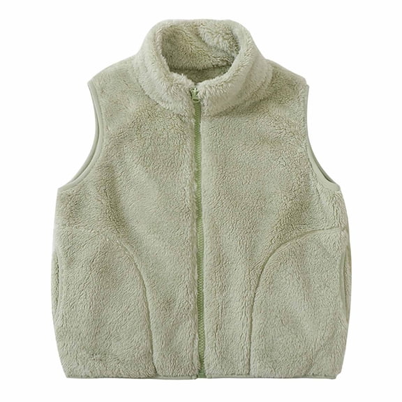 Girls Vest Full-Zip Green Vest Kids Soft Cozy Boys Winter Vest Girl Vest 7-8 Years