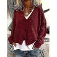 thumbnail image 2 of Womens Sweater Knitted Casual V-neck Solid Color Cardigan Sweater, 2 of 4