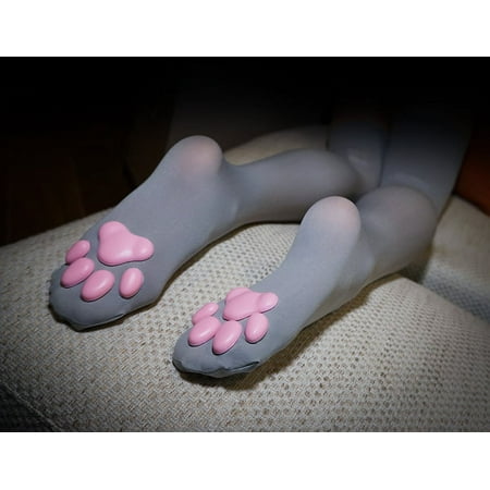 Biekopu Thigh High Socks 3D Cat Claw Stockings Novelty Cat Paw Pad Thigh Stockings Kitten Pad Socks for Women Girls Ladies Lolita Cosplay