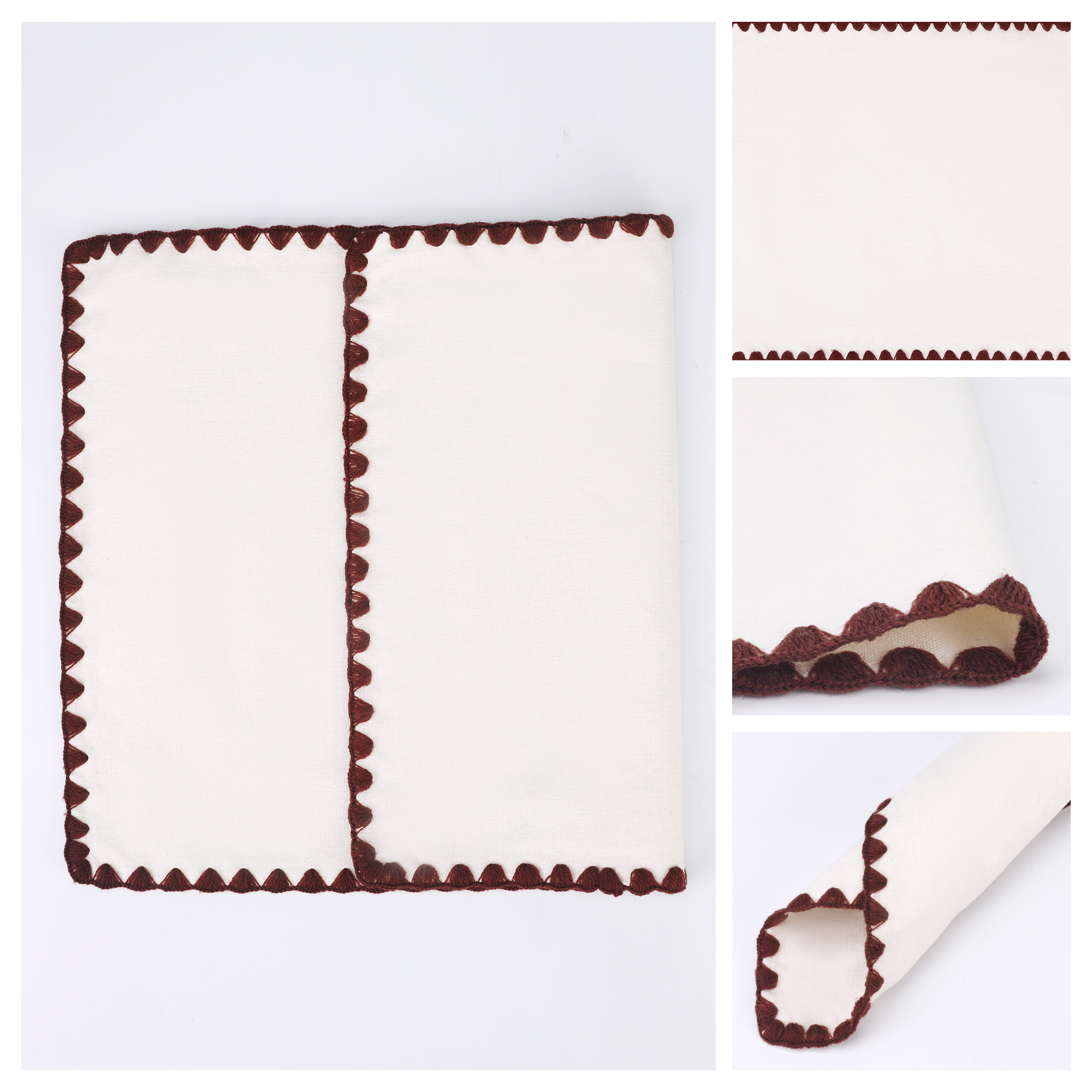 Unique Bargains Farmhouse Set of 4 Linen Placemats for Dining Table Decor Brown