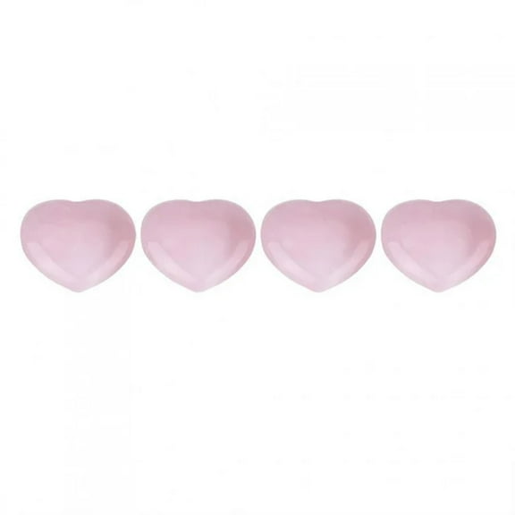ionze Home Decor 4pcs Rose Quartz Carved Heart Shaped Crystal Stone Semi Gemstone Decor Quartz Home Accessories (Pink)