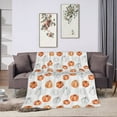 thumbnail image 3 of Fall Throw Blanket Autumn Pumpkin Blanket Thanksgiving Decor Soft Orange White Pumpkins Fleece Flannel Throws Cozy Plush Fall Decor Throw Blanket for Living Room Couch Sofa Bed Adults Kids 50"x60", 3 of 6