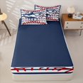 thumbnail image 4 of Castle Fairy Baseball Gamer Zipper Full Size Comforter Sets with Fitted Sheet and 2 Pillowcases, Sport Theme Stripes Zipper Bedding Set, Red Navy,4pcs,Navy Blue Reversible, 4 of 6