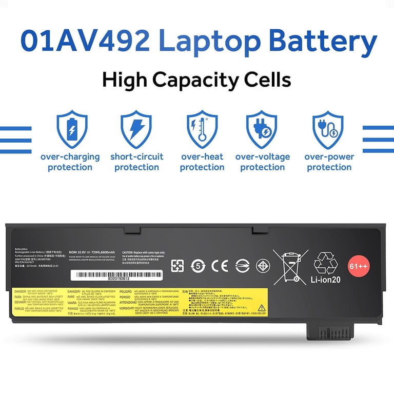 ASUNCELL 10.8V/72Wh 61 01AV427 Laptop Akku für Lenovo ThinkPad T470 T570 T480 T580 A475 A485 P51S P52S TP25, 61 01AV427 SB10K97584 4X50M08812 01AV428 01AV492 SB10K97585 ASUNCELL 10.8V/72Wh 61 01AV427 Laptop Akku für Lenovo ThinkPad T470 T570 T480 T580 A475 A485 P51S P52S TP25, 61 01AV427 SB10K97584 4X50M08812 01AV428 01AV492 SB10K97585