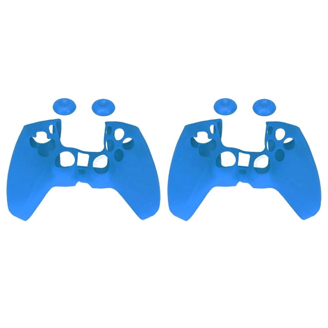 DEWIN 2Pcs Silicone Protective Cover Case Ergonomic Soft Prevent Slipping Dustproof Handle Sleeve for PS5 Controller Blue