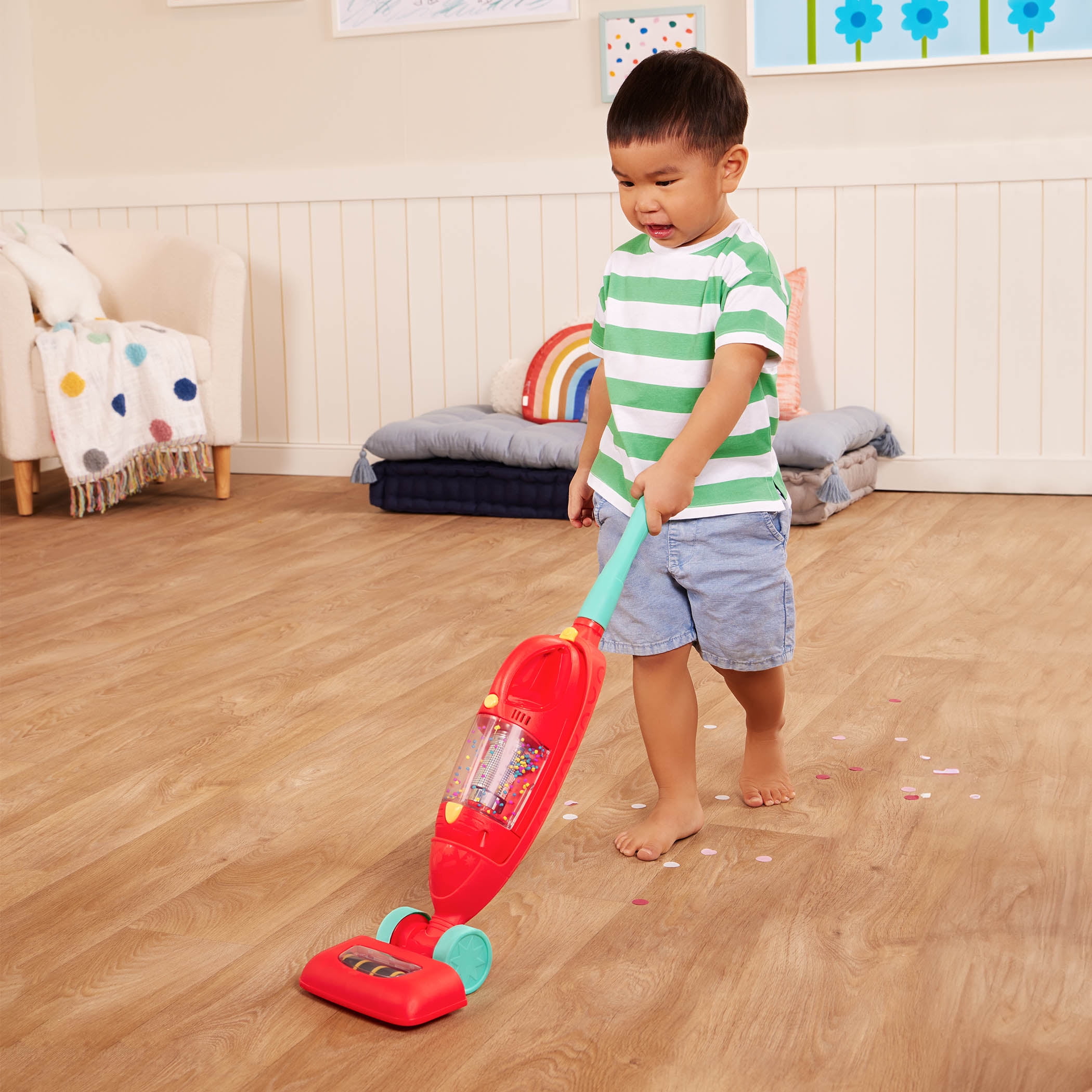 Battat Tidy Tot Vacuum with Plastic Handheld Vacuum and Real Suction, Toddler and Preschool Toys