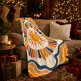 thumbnail image 3 of Golden Sun Circle with Retro Bands, Cozy Modern Style for Sun Lovers, Warm Geometric Solar Pattern and Housewarming Gift, Cozy Flannel Blanket for Bedroom and Living Room, Home Decor, 3 of 9