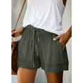 thumbnail image 2 of Women Comfy Drawstring Casual Elastic Waist Pure Color Shorts Summer Beach Lightweight Short Pants with Pockets, 2 of 9