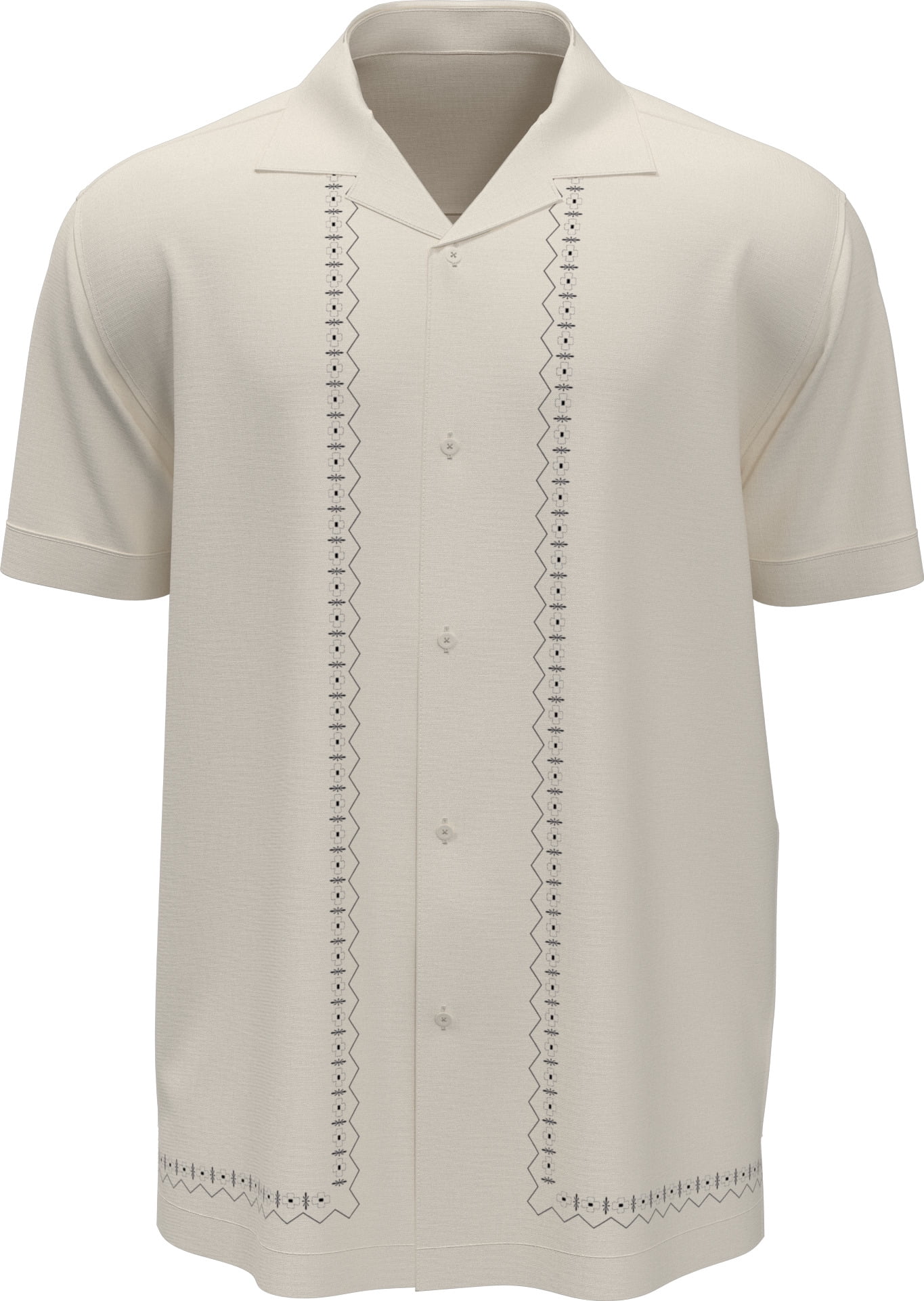 Havanera Men’s and Big Men's L-Shape Embroidered Cotton-Lyocell Short Sleeve Shirt, S-5XL