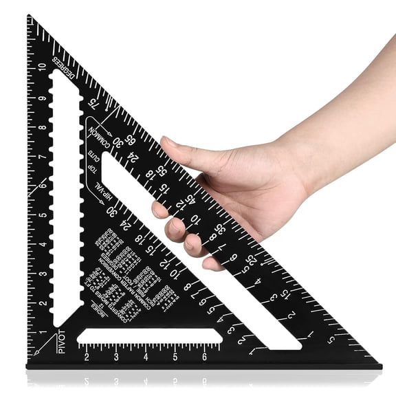 Aluminum 12 Inch Rafter Square Carpenter Measuring Layout Tool Alloy Metal Triangle Ruler Imperial Protractor for Woodworking and Carpentry
