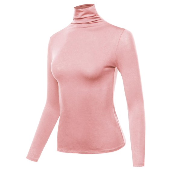 FashionOutfit Women's Solid Long Sleeve Slim Basic Turtleneck Top