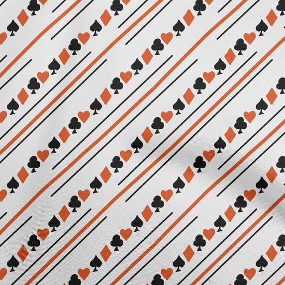 oneOone Cotton Silk Orange Fabric Poker Card Sewing Material Print Fabric By The Yard 42 Inch Wide