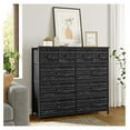 10 Drawer Dresser for Bedroom Fabric Storage Tower Wide Black Dresser