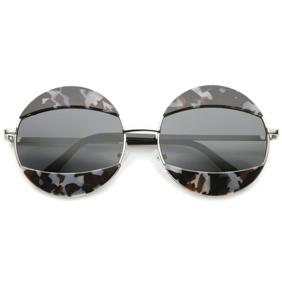 sunglassLA - Women's High Fashion Eyelid Metal Frame Oversize Round Sunglasses - 58mm