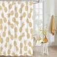 thumbnail image 4 of Fabric Shower Curtain, Summer Yellow Pineapple White Texture Shower Curtains with 12 Hooks Waterproof Machine Washable Bath Curtains for Bathroom,48x 72in, 4 of 6