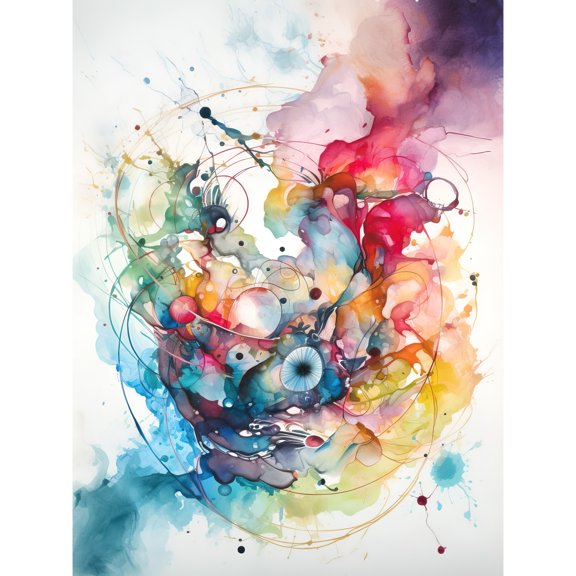 Abstract Organic Form Multicolour Splatter Paint Art Modern Watercolour Painting Unframed Wall Art Print Poster Home Decor Premium