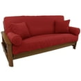 thumbnail image 1 of Ensemble de Housse de Futon Pleine en Sergé Uni de 8 à 9 Po avec Quatre Coussins Décoratifs (Ensemble de 5) - Rouge Rubis, 1 of 1