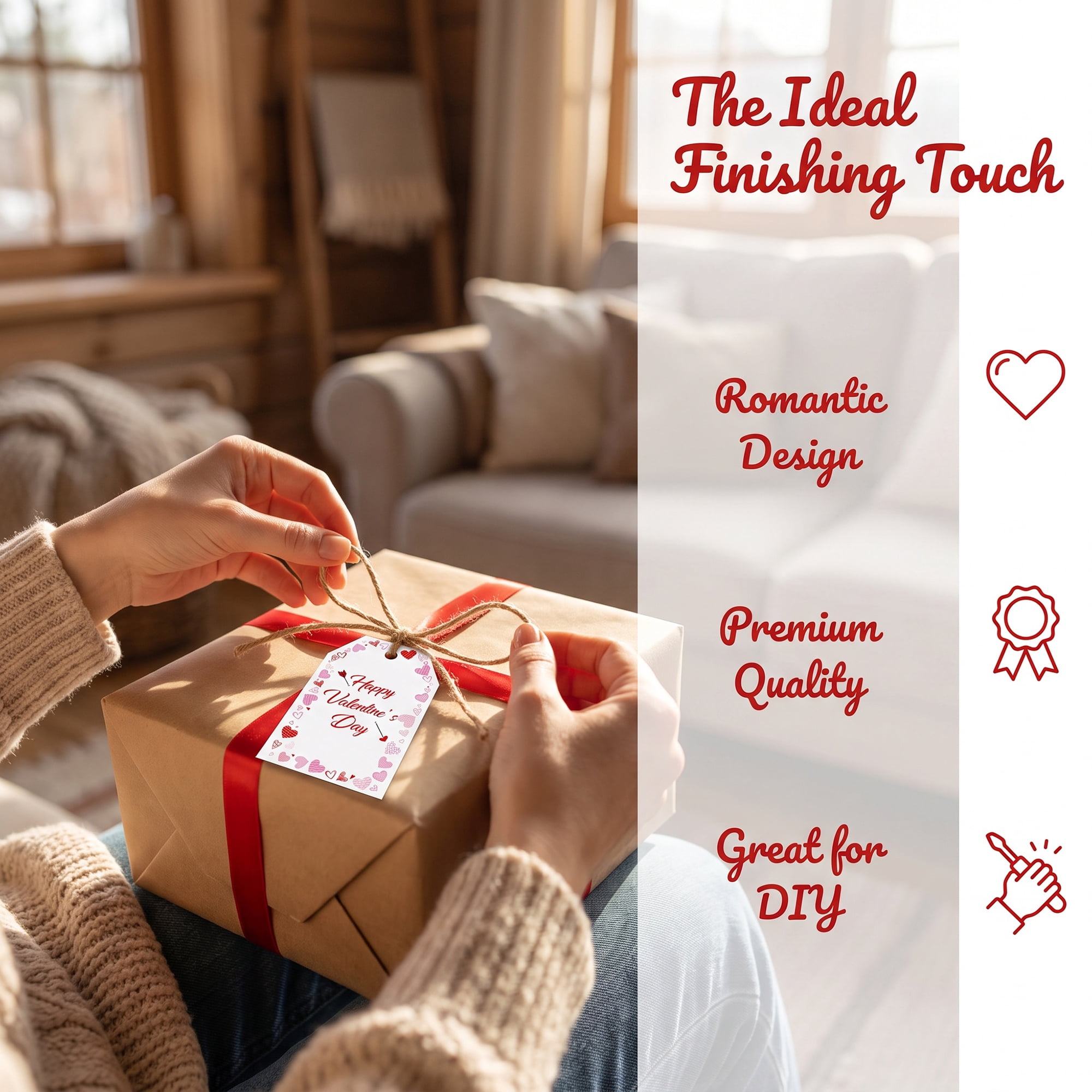 Unique Bargains Gift Tags with Twine for Present Wrapping and Crafting Heart Border 2" x 3.1"