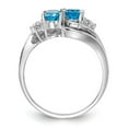 thumbnail image 2 of Solid 14k White Gold 6x4mm Oval Blue Topaz Diamond Engagement Ring Size 7.5 (.048 cttw.), 2 of 6