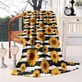 thumbnail image 2 of Black White Striped Sunflower Pattern Blanket,Comfortable Soft Lamb Wool Throw Blanket,All Season,Warm Lightweight Blankets for Sofa Bed Couch Living Room Chair,50"x60", 2 of 4