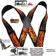 thumbnail image 2 of Holdup Brand Flame Pattern Heavy Duty Biker X-back Suspenders with Jumbo Gripper Clasps, 2 of 4