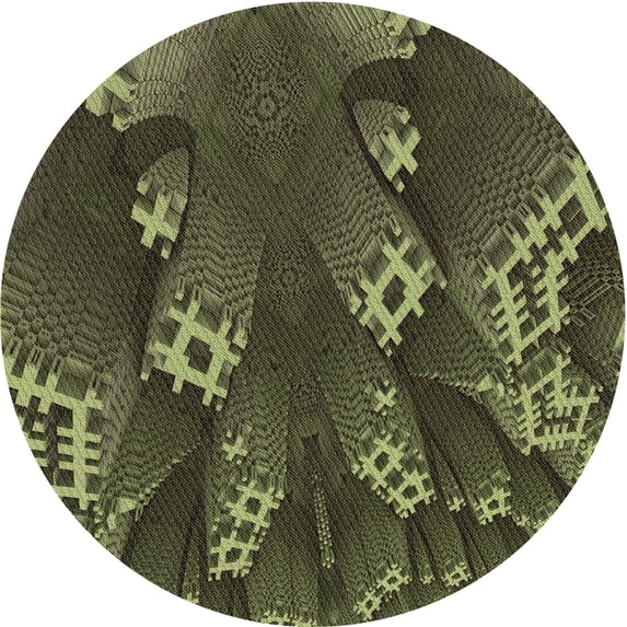 Ahgly Company Machine Washable Indoor Round Transitional Olive Drab Green Area Rugs, 7' Round