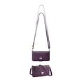 thumbnail image 2 of ZZkhGO Versatile Leather Handbag, Hanging Strap Backpack with Carrying Handle Card Slot, Convertible Purse for Daily Commute Travel Office, Purple, 2 of 7